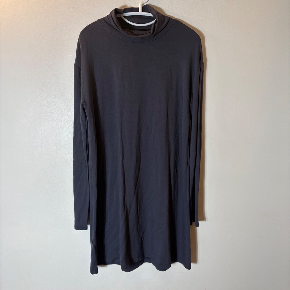 LOFT Mock Neck Long Sleeve Swing Dress in Soft Gray Size Large NWT
